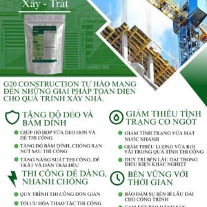 Phụ Gia Vữa Xây Trát G20 - Chống Nứt, Tăng Độ Dẻo & Bám Dính (Công Nghệ Mới)